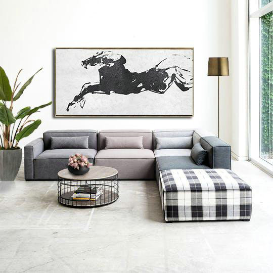 Contemporary Artwork,Oversized Horizontal Minimal Art On Canvas - Original Art For Sale By Artist